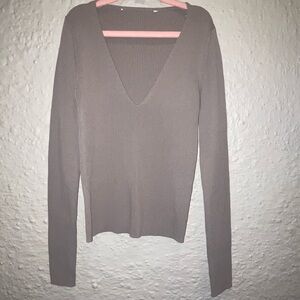 Zara Light Brown Ribbed Knit Top